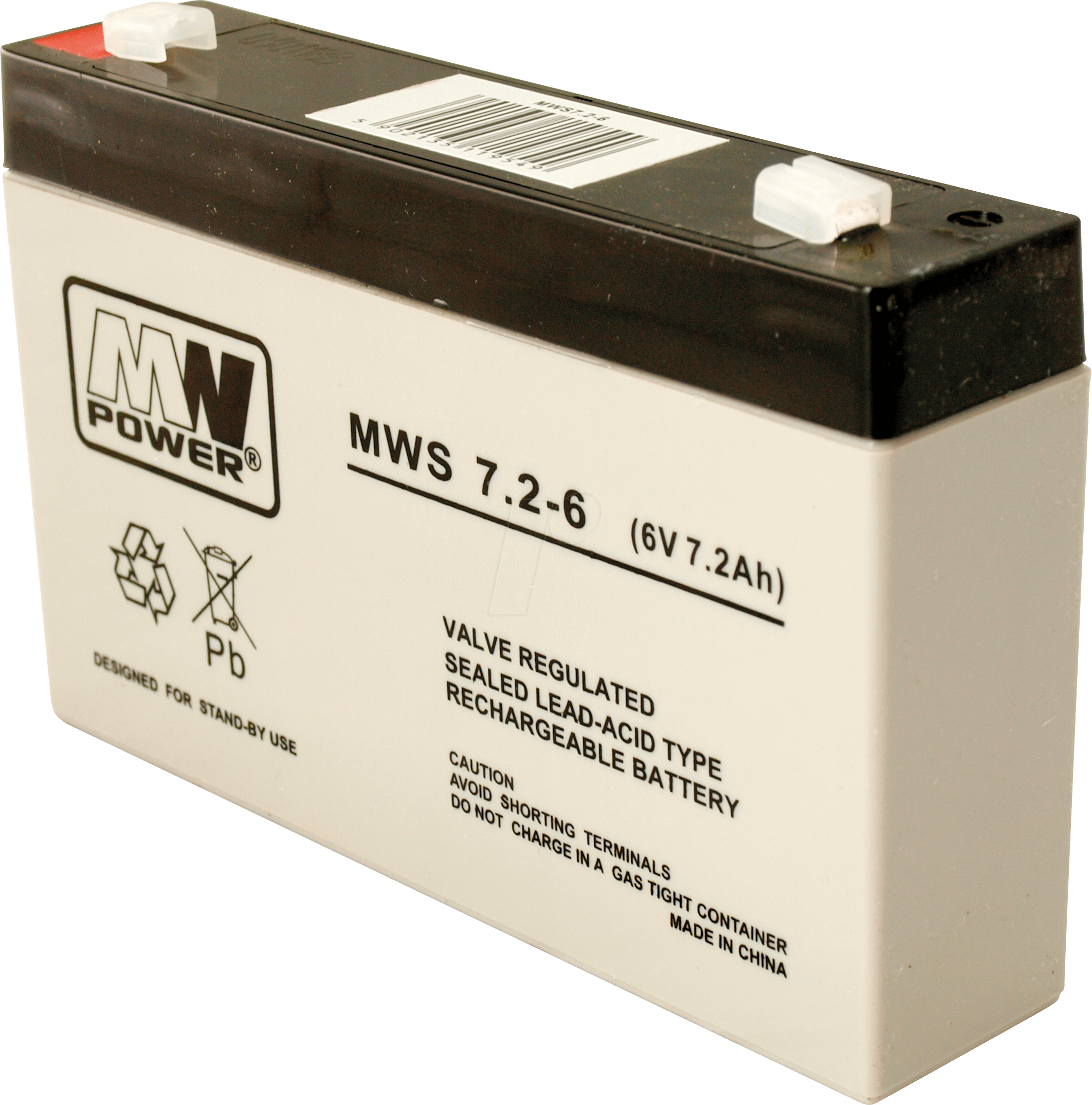 MWS 7,2-6 - Blei-Vlies-Akku, 6 V, 7,2 Ah