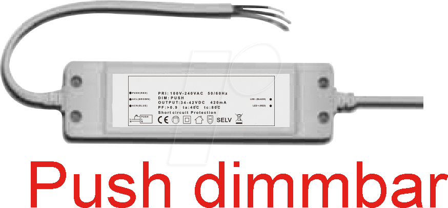 BLULAXA 48500 - LED Netzteil Push dimmbar für 18 W LED Panel