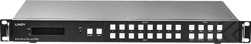 LINDY 38260 - HDMI 8x8 Matrix, 4K 60 Hz, Video Wall