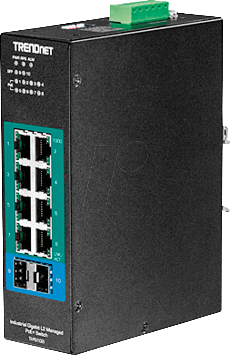 TRN TI-PG102I - Switch, 10-Port, Gigabit Ethernet, DIN Rail, PoE