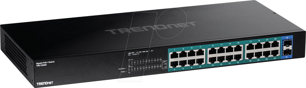 Thumbnail - TRN TPE-TG262 - Switch, 26-Port, Gigabit Ethernet, PoE+, SFP