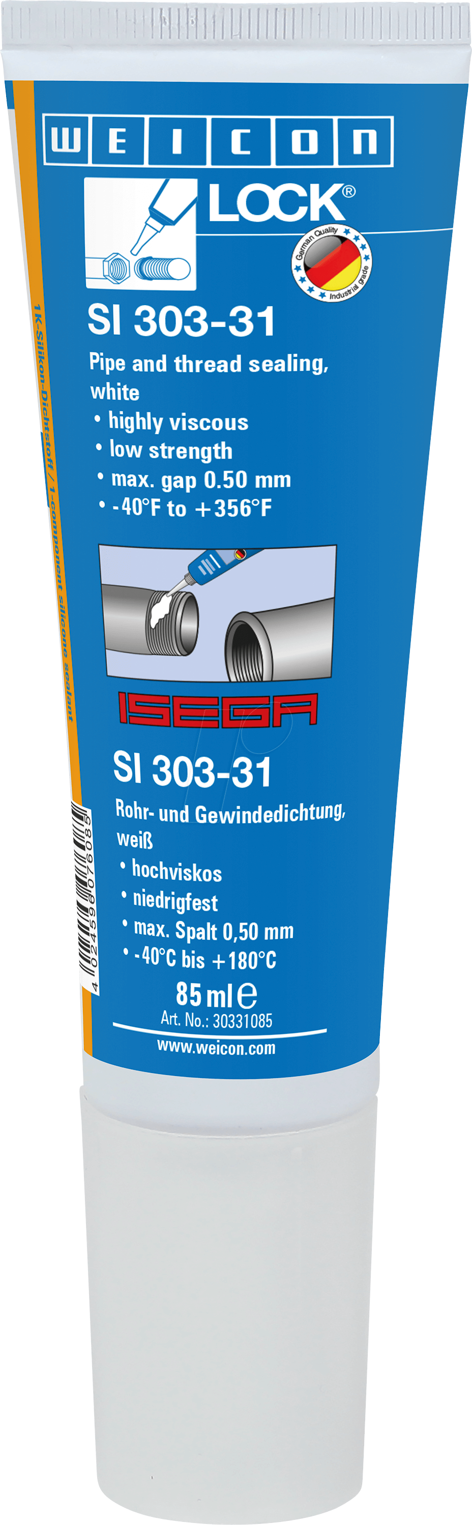 WEICON 30331085 - Rohr- und Gewindedichtung, Weiconlock SI 303-31, 85 ml