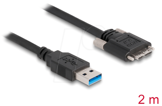 DELOCK 87800 - USB 5 Gb/s Kabel, A Stecker auf Micro-B Stecker, schraubbar, 2 m