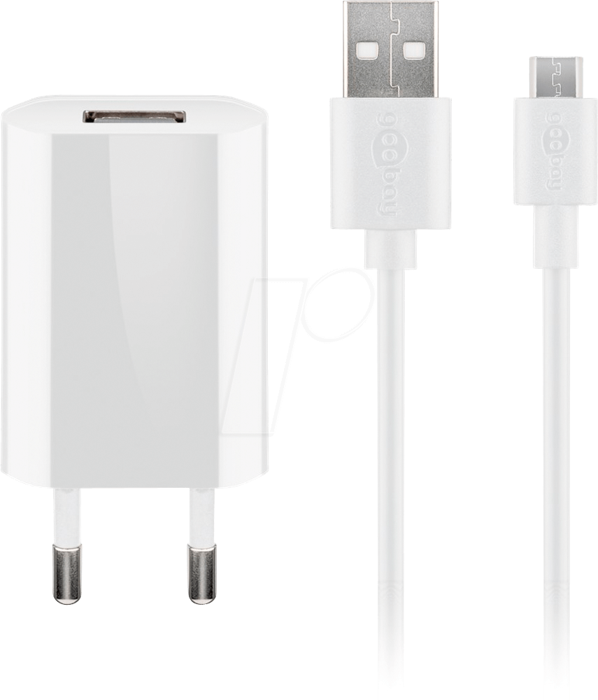 GOOBAY 44983 - USB-Ladegerät, 5 V, 1 A, microUSB, weiß