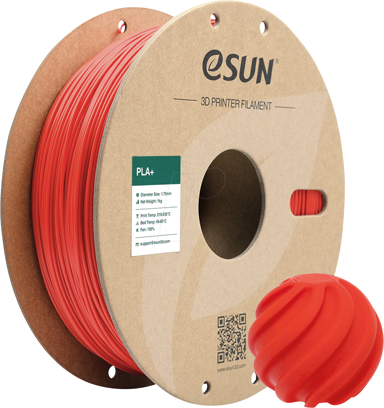 ESUN 72219052 - Filament, PLA+, 1,75 mm, rot, 1 kg