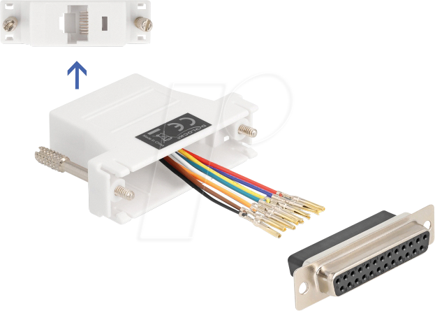 DELOCK 67117 - Adapter D-Sub 25 Pin Bu. > RJ45 Bu. Montagesatz, weiß