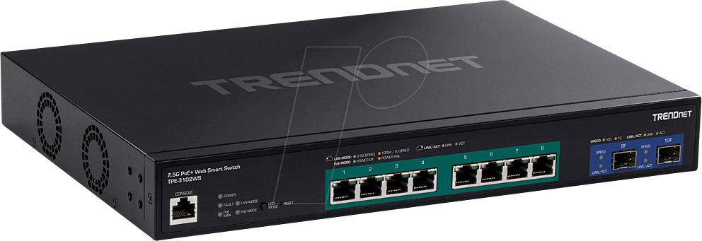 TRN TPE-3102WS - Switch, 10-Port, 2,5 Gigabit Ethernet, PoE+, SFP+