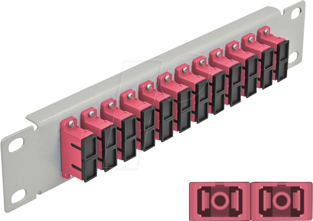 DELOCK 66795 - LWL Patchpanel, 10'', 12-Port, SC Duplex, 1HE, grau
