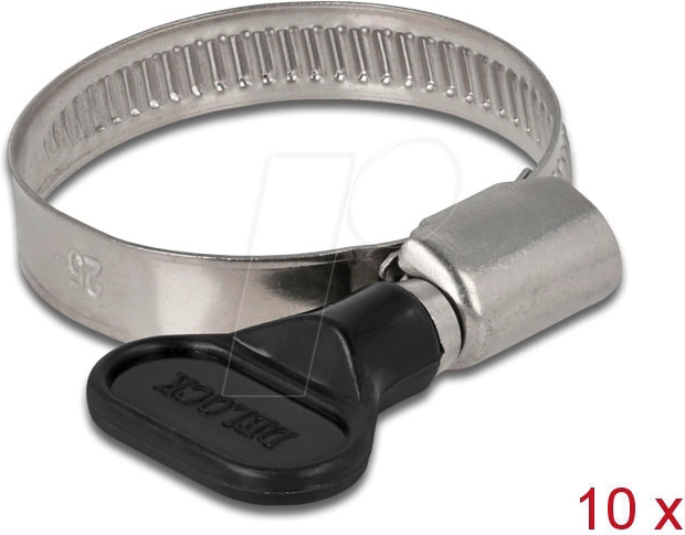 DELOCK 19447 - Schlauchschellen mit Flügelmutter, 25 - 40 mm, 10 Stück