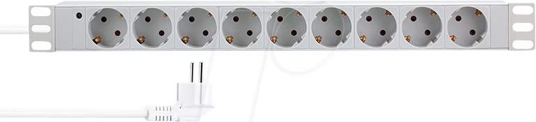 LOGILINK PDU9C05 - 19'' Steckdosenleiste 9-fach, lichtgrau