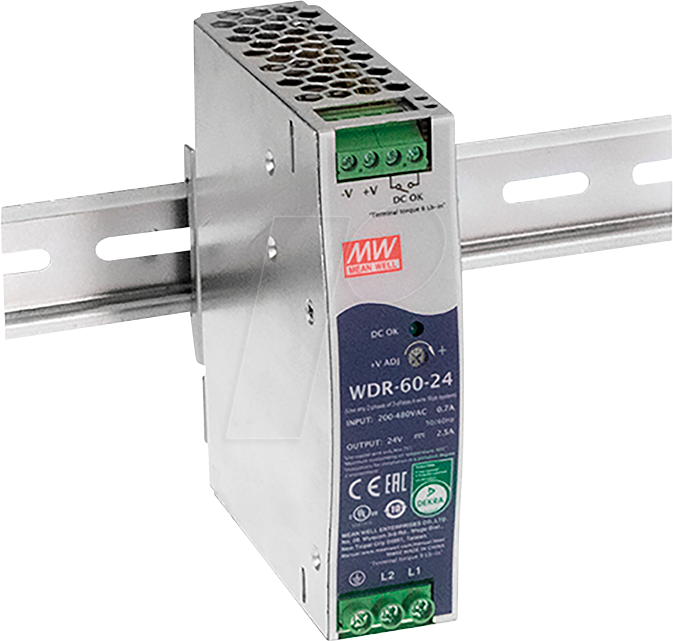 MW WDR-60-48 - Schaltnetzteil, Hutschiene, 60 W, 48 V, 1,25 A