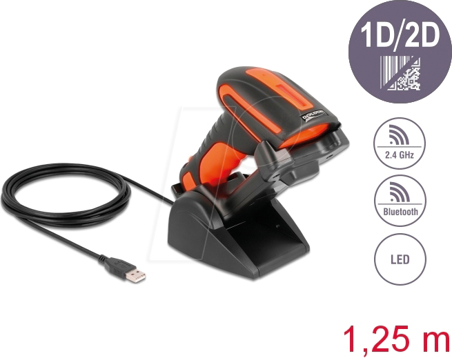 DELOCK 90556 - Barcodescanner, 2D, 2,4 GHz/Bluetooth