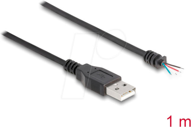 DELOCK 64184 - USB 2.0 Kabel, A Stecker auf 4 x offene Kabelenden, 1 m