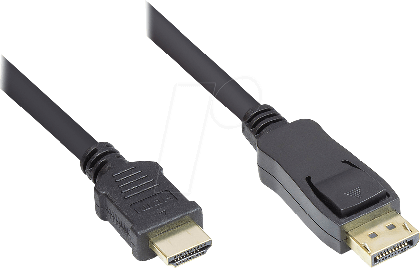 GC DP-HDMI - DisplayPort 1.2 Stecker auf HDMI A Stecker, 24K, 2 m, schwarz