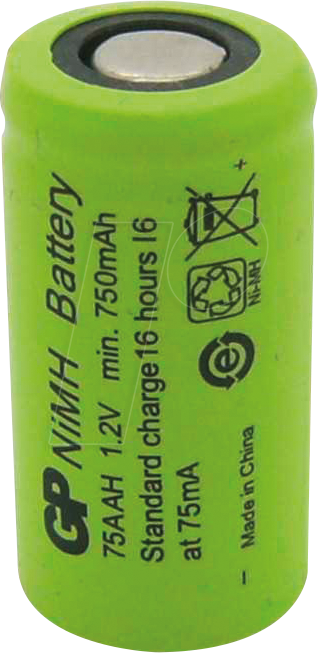 NH GP 75AAH - Industriezelle, NiMh, 2/3 AA, 1,2 V, 750 mAh, Flat Top