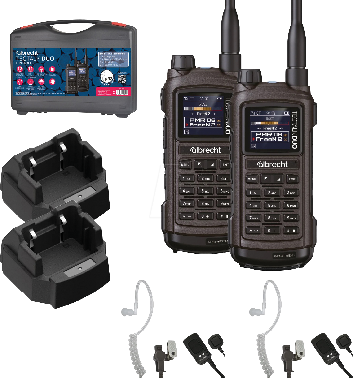 ALBRECHT TT DSK2 - Funkgeräte, Tectalk Duo, PMR446 + Freenet, Schwarz