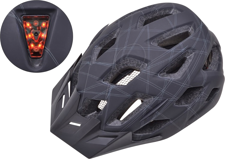 BIKE 46601 - Bike - Fahrradhelm, 55-58 cm, Rücklicht, matt schwarz/silber, TÜ