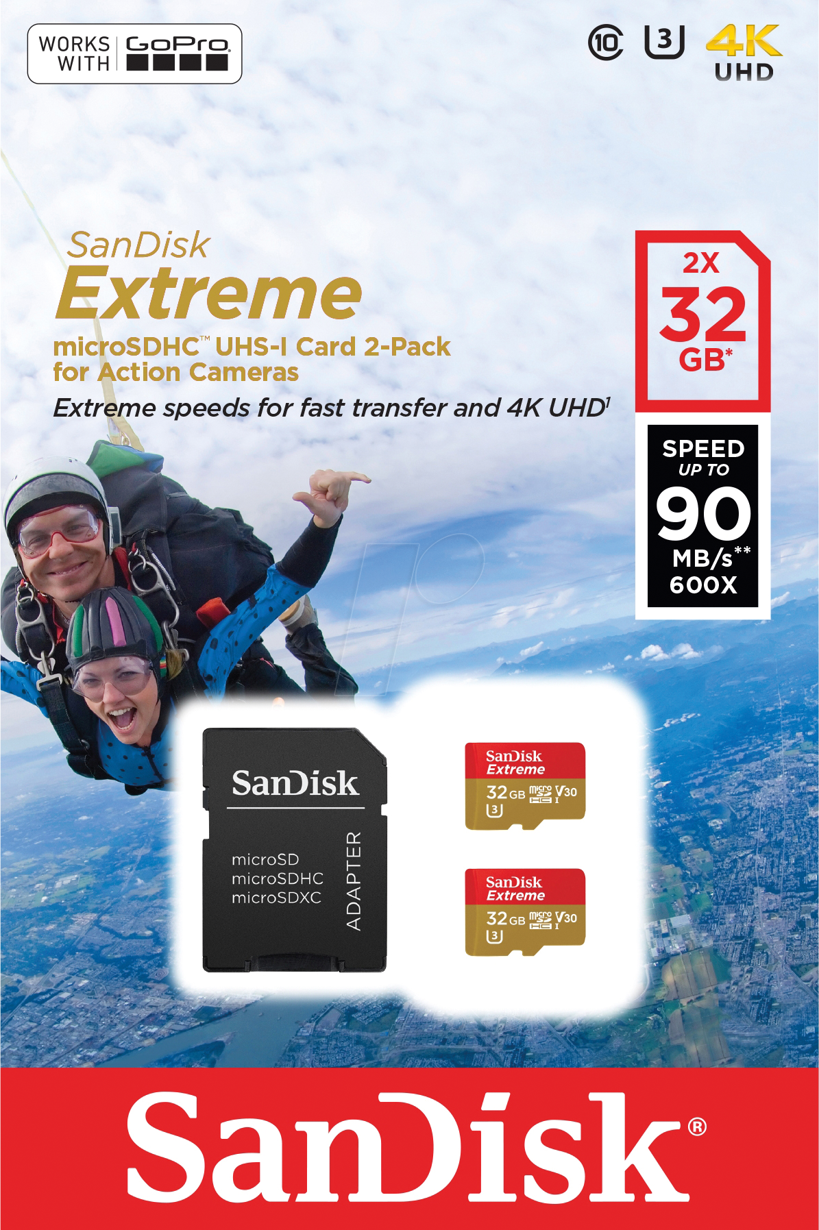 SDSQXAF032GGN6AT - microSDHC-Speicherkarte 2x 32GB, SanDisk Extreme ActionSC