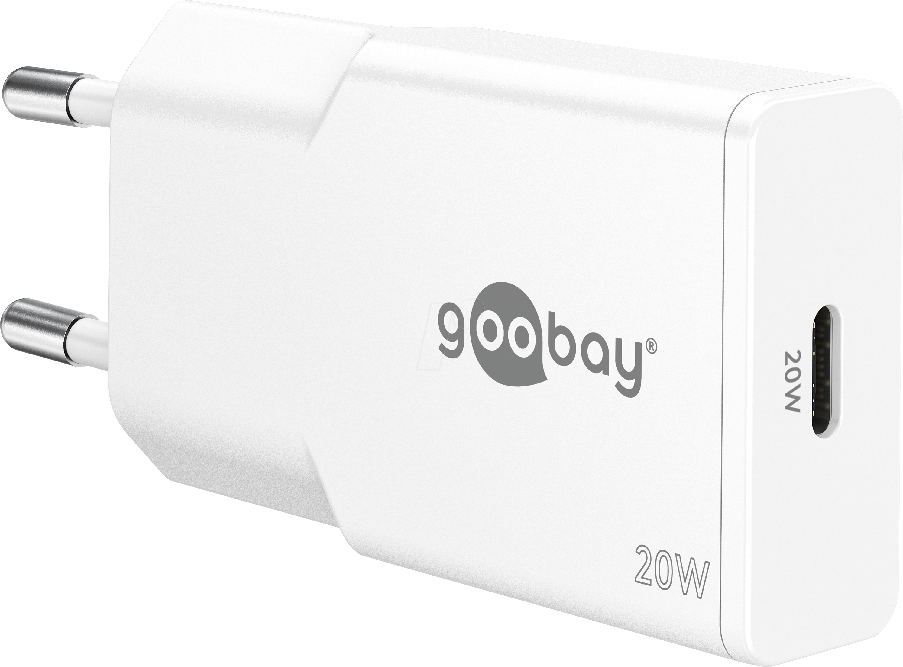GOOBAY 75728 - USB-Ladegerät, 20 W, 1x USB-C, GaN, Slim, weiß