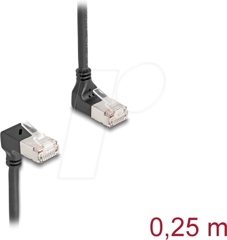 DELOCK 80291 - Cat.6a Patchkabel, S/FTP, oben / unten gewinkelt, 0,25 m