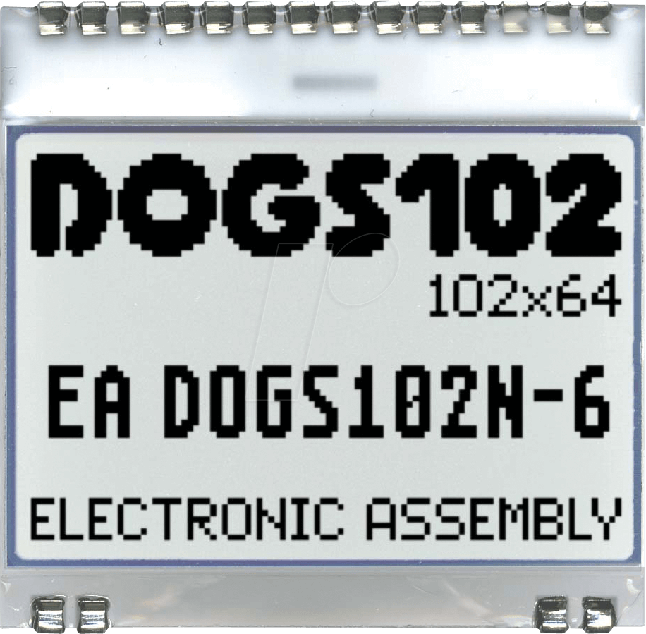 Thumbnail - EA DOGS102N-6 - LCD-Grafikmodul mit Display-RAM, 33,6 x 22,4 mm, weiß / schwarz