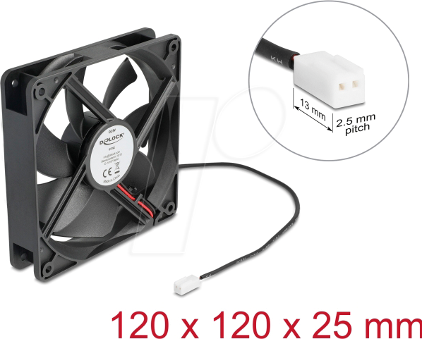 DELOCK 67292 - Axiallüfter 5 V DC, 120 x 120 x 25 mm schwarz