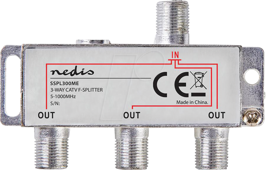 N SSPL300ME - CATV-Splitter, 5 - 1000 MHZ, 6.8 dB, Ausgänge 3, 75 Ohm