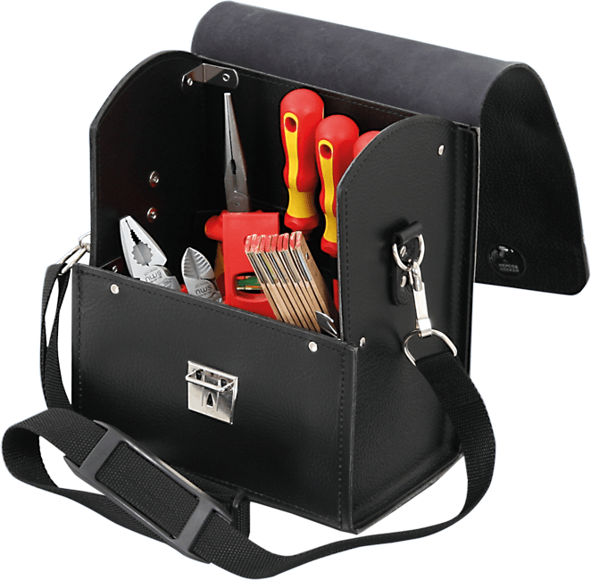 TASCHE 507118 - Werkzeugtasche, Favorit, Leder, schwarz, 210x140x280 mm