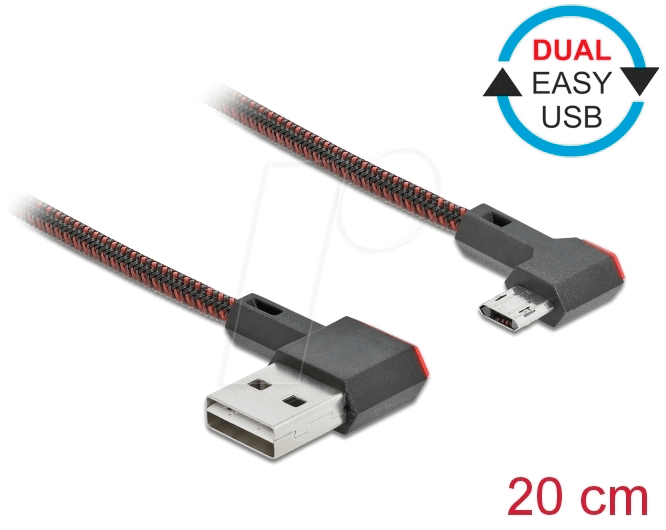 DELOCK 85269 - Dual Easy USB 2.0 Kabel, A St. auf micro B St,, gew., 0,2 m