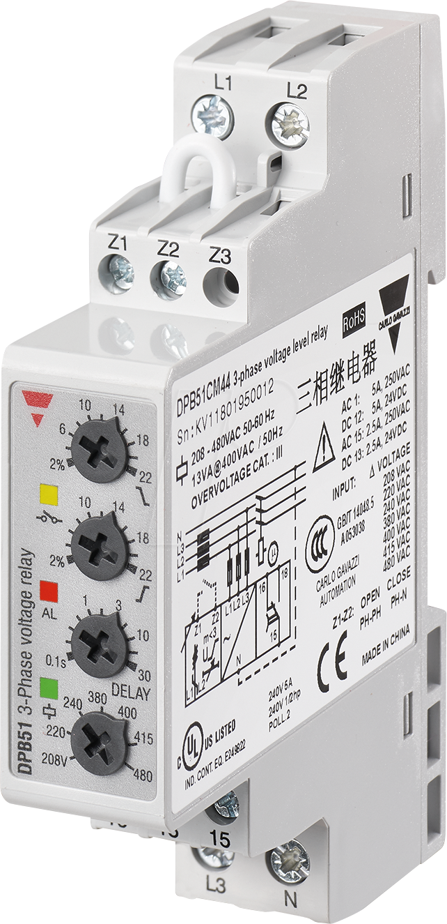 DPB51CM44 - Spannungsüberwachungsrelais DPB51, 3 Phasen, 208 - 480 V AC