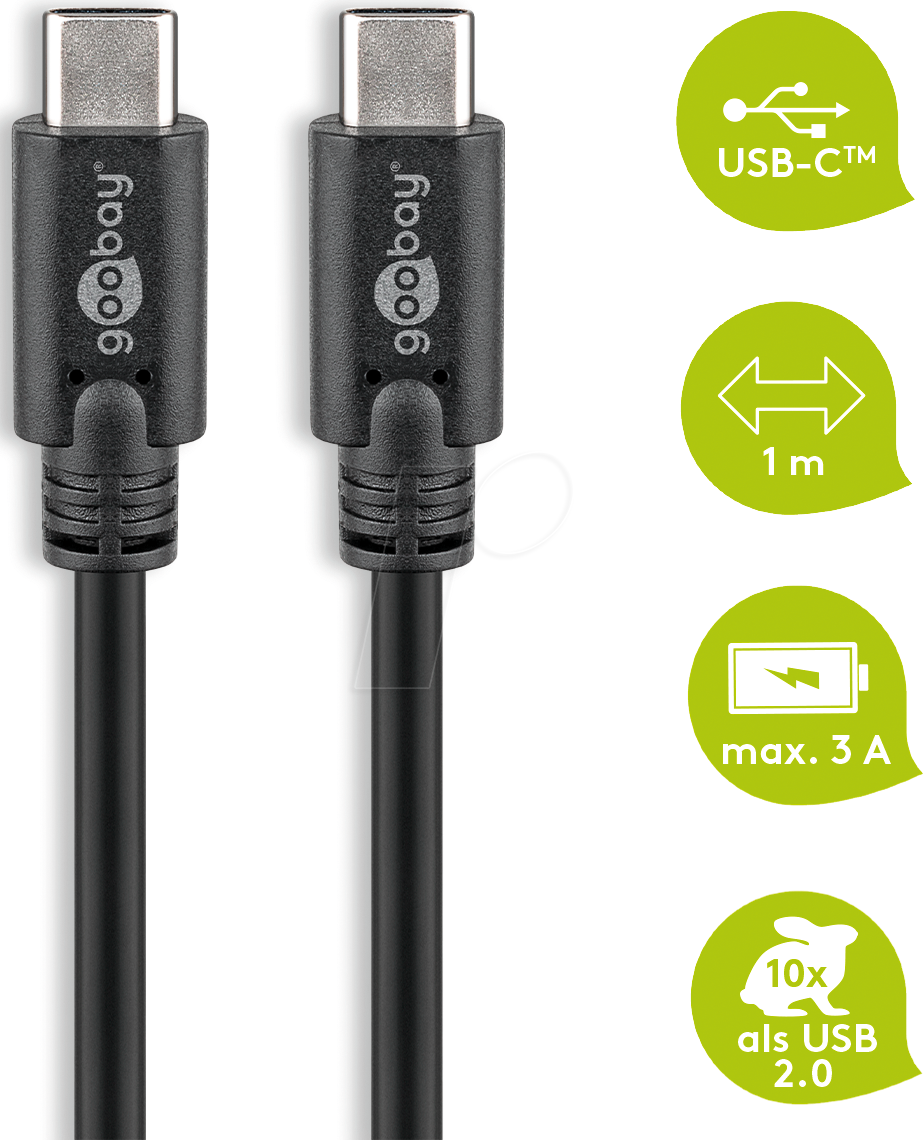 GOOBAY 67976 - Daten & Ladekabel, C Stecker auf C Stecker, 1 m