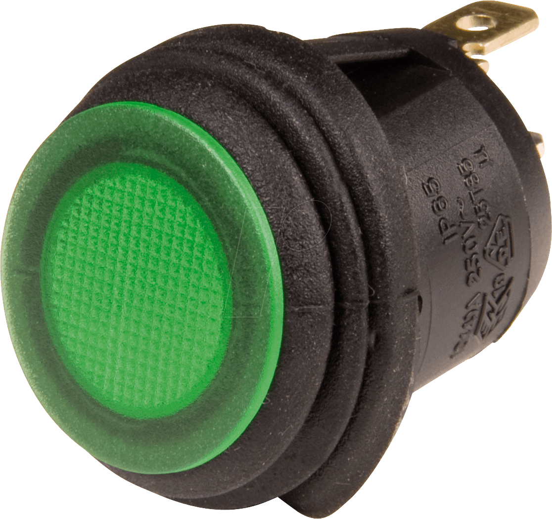 WS R13-112 L-GN - Wippenschalter rund IP65, 1x Ein - Aus, sw/gn