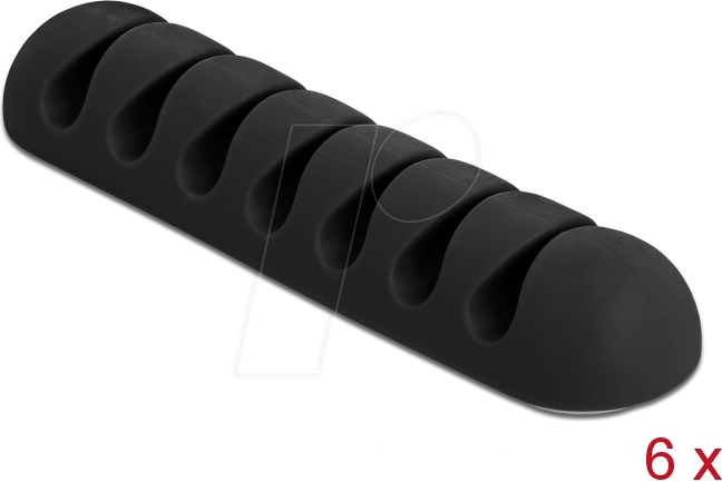 DELOCK 18348 - Kabelhalter mit 7 Durchführungen Set 6 Stück schwarz