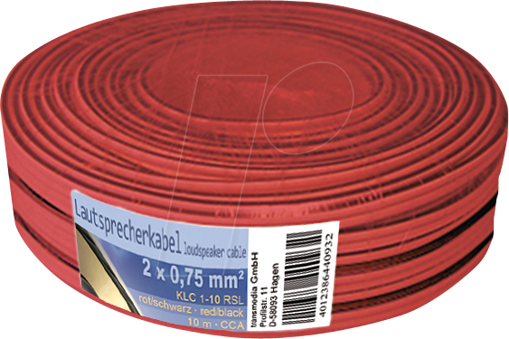 TME KLC1-10 RSL - Lautsprecherkabel CCA-Leiter, 2x0,75mm², rot/schwarz, 10m-Ring