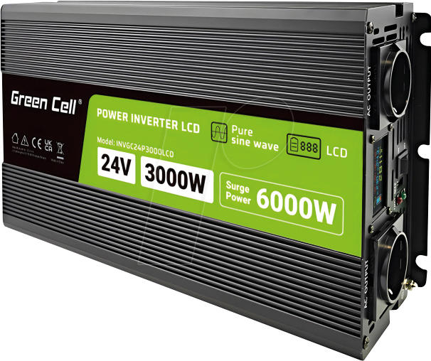 GC INV24 3000 - Wechselrichter, Sinus, 3000/6000 W, 24 V, Schutzkontakt