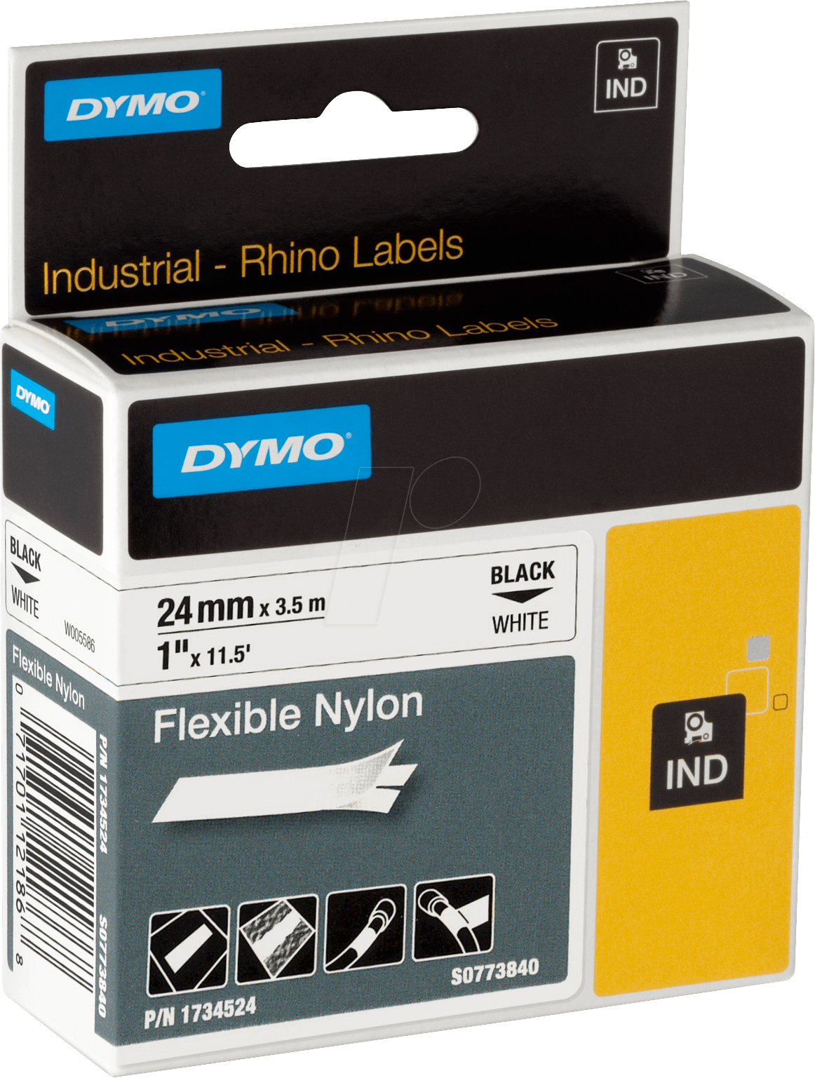 DYMO IND 1734524 - DYMO IND Nylon, 24mm, schwarz/weiß