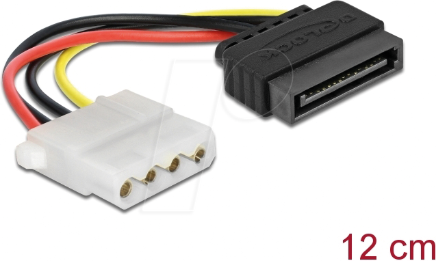 DELOCK 60115 - SATA 15pin Stecker > 4pin Molex Buchse, 12cm