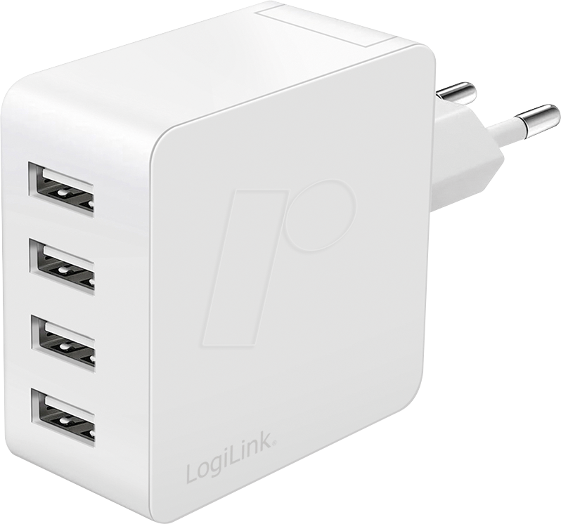 LOGILINK PA0336W - USB-Ladegerät, 24 W, 4x USB-A, Weiß