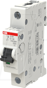 ABB S201-C1.6 - Leitungsschutzschalter, Char. C, 1,6 A, 1 polig