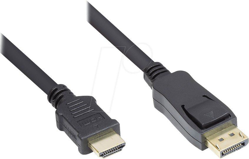 GC DP-HDMI5 - DisplayPort 1.2 Stecker auf HDMI A Stecker, 24K, 5 m, schwarz