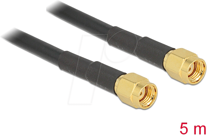DELOCK 88657 - HF Antennenkabel, RP-SMA Stecker > RP-SMA Stecker, 5 m