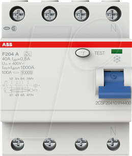 Thumbnail - ABB F204A-4005 - Fehlerstromschutz-Schalter, Typ A, 40 A, 500 mA, 4 polig