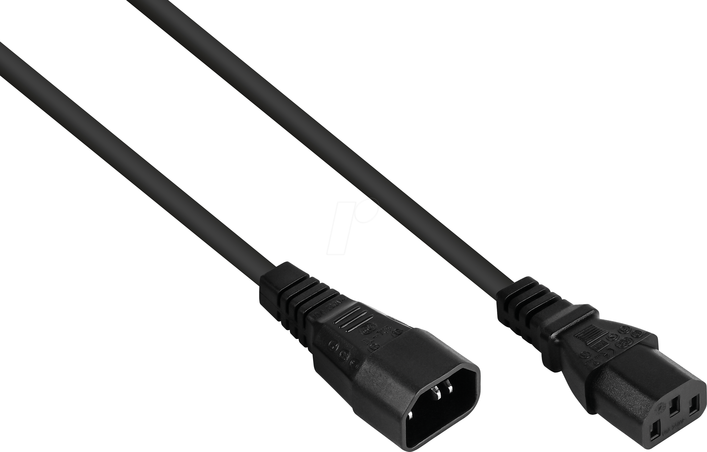 KM SK1430-S030 - Kaltgeräteverlängerung Stecker C14 an Buchse C13, schwarz, 3 m
