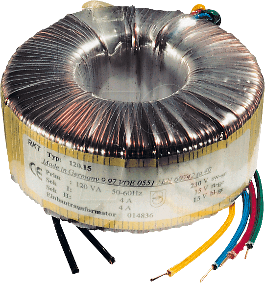 RKT 16012 - Ringkerntrafo, 160 VA, 2x 12 V, 2x 6,66 A