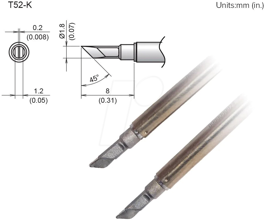 HAK T52-K - Aktiv-Lötspitze T52-K, 1,8 mm, messer, 2 Stück