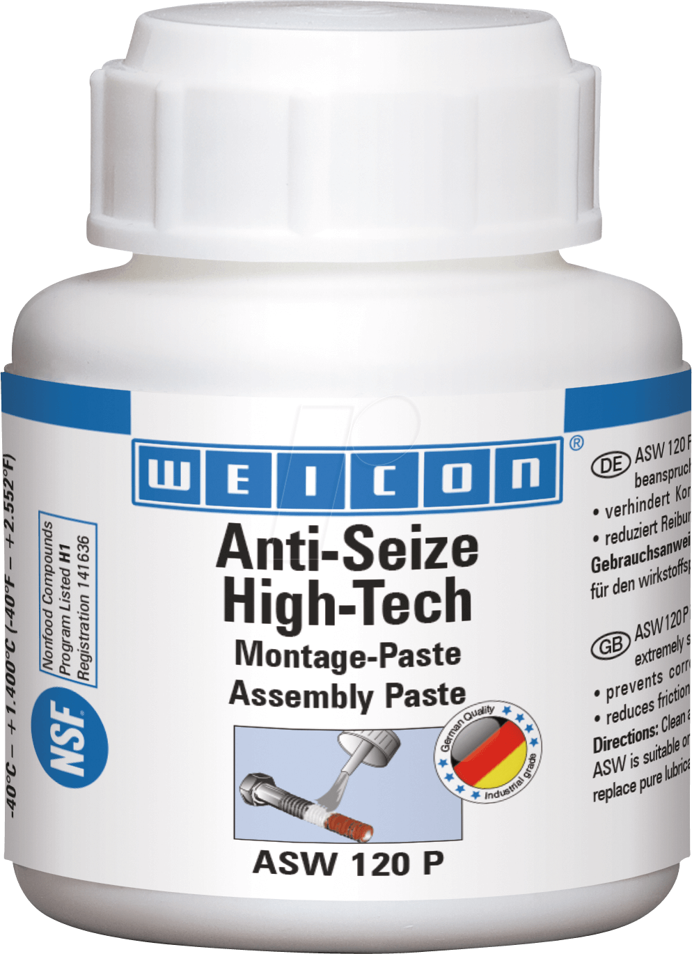 WEICON 26100012 - Montagepaste Anti-Seize High-Tech, 120 g