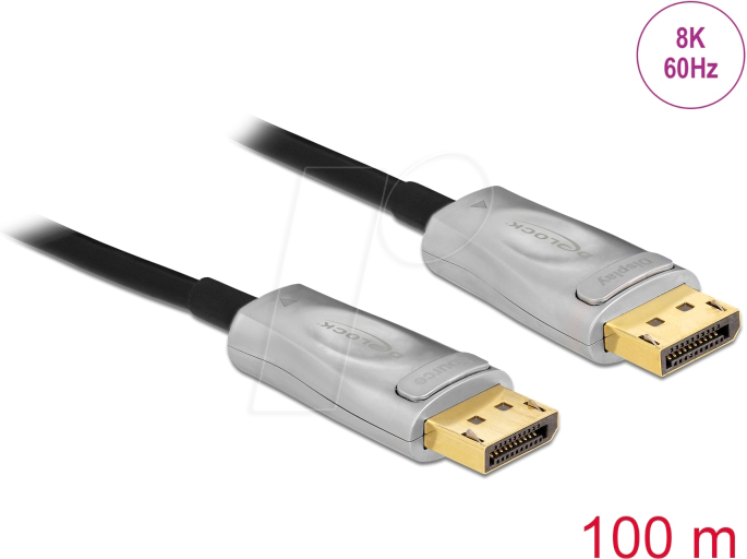 DELOCK 84143 - DisplayPort 1.4, 8K Glasfaser Extender Kabel - 100m