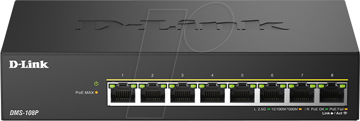 D-LINK 108PE - Switch, 8-Port, Gigabit Ethernet, PoE++
