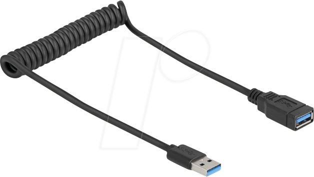 Thumbnail - DELOCK 90367 - USB 3.0 Kabel, Stecker zu Buchse Spiralkabel, 0,4 - 0,6 m