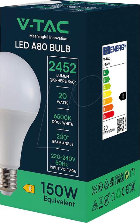 VT-23749 - LED-Lampe E2714, 20 W, 2452 lm, 6500 K